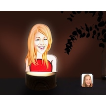 Kişiye Özel Kadın Karikatürlü Dekoratif 3D Biblo Led Işıklı Gece (481496593)