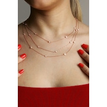 Argentum Concept - Üç Zincirli Gümüş Zirkon Taşlı Kolye - N153701