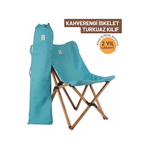 Bag The Joy Ahşap Kahverengi İskelet - Turkuaz Kılıf Sandalye Turkuaz