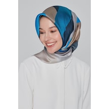 Armine İpek Eşarp Nostalji - 8424-33 Mavi Gri Twill Mavi Gri