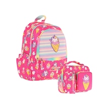 Kaukko Kids Kız Çocuk Okul Çantası Ve Isı Yalıtımlı Beslenme Çantası Seti L5227+l7227 Kauçuk Dondurma - Pembe Pembe