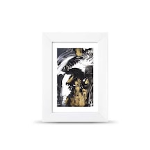 Soyut Siyah Beyaz Gold Poster Çerçeve - 10x15 cm Küçük Boy