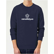 Orphaned Land Logo Amplem Baskılı Mavi Lacivert Erkek Sweat