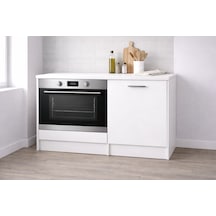 Mia Ankastre Fırın Modülü-çok Amaçlı Dolap -110 Cm -1 Kapaklı-laminat Beyaz Tezgah Dahil