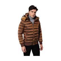 Wessi Taba Kapüşonlu Kürklü Erkek Şişme Mont Taba