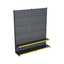 Antrasit Metal 2'li Birleşik 2 Katlı Market Raf Sistemi Market Rafı G180cm Yükseklik H220 Cm Sarı