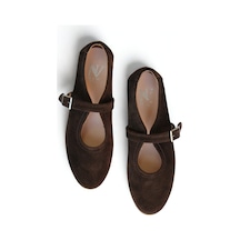 Ne&ve Shoes Kahve Süet Hakiki Deri Tokalı Babet Kahverengi