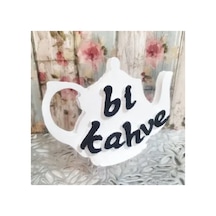 El Yapımı '' Bi Kahve '' Yazılı Çaydanlık Objesi.
