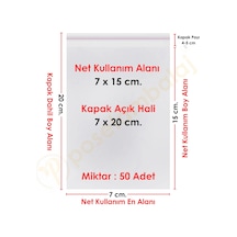 7x15+5 Cm. 7x20 50 Adet Şeffaf Bantlı Yapışkanlı Opp Poşet