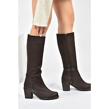 Fox Shoes Kahverengi Kalın Topuklu Kadın Çizme C674250309