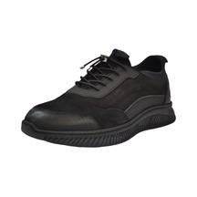 Nubuk, Lastik Bağcıklı,siyah Ayakkabı-326-siyah