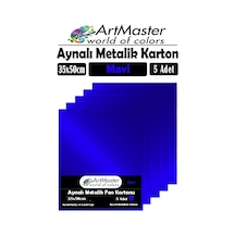 Mavi Renkli 35x50 Metalik Aynalı Fon Kartonu 5 Adet 1 Paket Artmaster Metalik Aynalı Fon Kartonu
