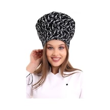 Siyah Balık Desenli Aşçı Mantar Şapka - Unisex-Standart-Tek Parça