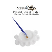 Plastik Çiçek Palet 2 Adet Çiçek Boya Paleti 8 Hazneli 17 Cm Resim Boyama Paleti Fırça Hediyeli Sanatsal Hobi