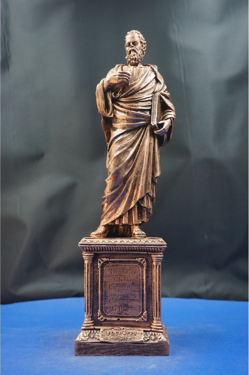 Atinalı Filozof Sokrates Heykel Biblo Bilgelik Ve Felsefenin Simgesi Hediyelik Aksesuar 35 Cm Bronz