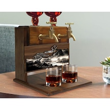 Bk Gift Kişiye Özel Kabartma Manzara Tasarımlı İsimli Çift Musluklu Doğal Ahşap İçki Standı-8, İçki Standı, Doğum Günü Hediyesi, Ev Hediyesi Bitmeyen1
