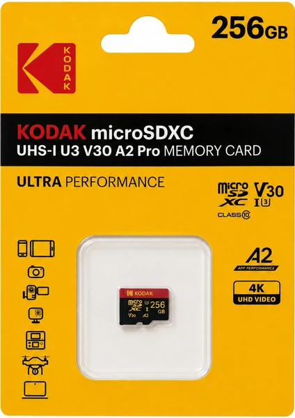 Kodak 256gb Micro Sd Uhs-ı U3 V30pro Hafıza Kartı