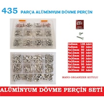 Alüminyum Dövme-Ezme Perçin Seti 435 Parça -Farklı Ölçülerde Set