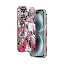 Gld-spt- Onegif Apple Uyumlu iPhone 16 Flower Series Magsafe Kapak - Pembe