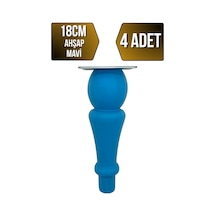 Tombul Torna Ahşap Ayak Mobilya Masa Ve Dolap Ayağı Mavi 18cm Kayın / Gürgen 4 Adet