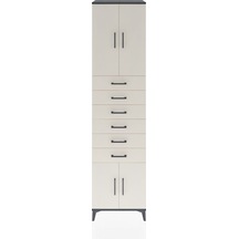 Hyperion Dolap 3 Raflı 6 Çekmeceli 4 Kapaklı 60x44x243 Antrasit-aytaşı Antrasit