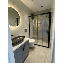 Teknesiz Cam Duşakabin 1 Sabit 1 Sürgülü Karolaj Desenli Kd105 Siyah