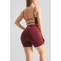 Nature The Brand Push-up Büzgüsüz Kısa Tayt,büzgüsüz Tayt,antreman Taytı,yüksek Bel Tayt Vişne Çürüğü
