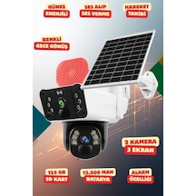 Yapay Zeka 4k Simkartlı Güneş Enerjili 2 Kameralı 3 Ekranlı Güvenlik Kamerası Renkli Gece Görüş Sesl