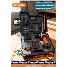 Böhrer Ba011170 Yeni Model 84 Parça Çift Akülü Kömürsüz Darbeli Tork Ayarlı Şarjlı Akülü Vidalama Matkap