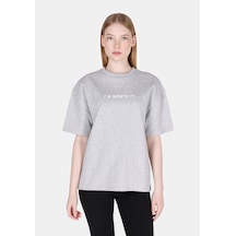 Colin's Colins Comfort Fit Yuvarlak Yaka Baskılı Kadın Gri Kısa Kol Tişört Cl1073282 Q1.v2 Mga Gri Melanj