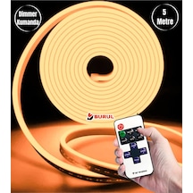 5 Metre Amber Işık Esnek Neon Led Şerit Dimmer Kumandalı Dekoratif Aydınlatma Seti Sb-6537