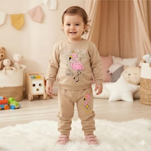 İkili Basklı Bebe Takımı Bej