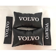 Volvo Nakışlı 1 Çift Deri Boyun Yastığı Ve 1 Çift Kemer Pedi