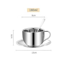 Çelik 4 Adet 180 Ml Çift Cidar Espresso Kahve Fincan Set Sunum Bardağı