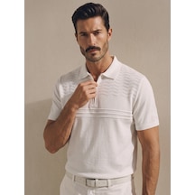 Maccali Erkek Beyaz Triko Polo Yaka Tişört