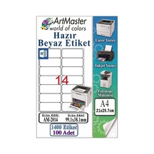 A4 Hazır Beyaz Etiket 99.1x38.1mm 100 Sayfa 1 Paket 14 Lü Kendinden Yapışkanlı Fotokopi Lazer İnkjet Kağıdı Yazıcılarla