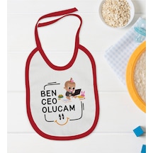 BK Kids Ceo Olucam Tasarımlı Kırmızı Bebek Mama Önlüğü-2 Kırmızı