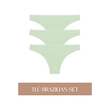 Cotvie Mint Pamuklu Brazillian 3'lü Set Külot Mint