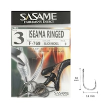 Sasame F-769 No:3 İseama Ringed Olta İğnesi 9 Adet