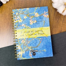Van Gogh Badem Çiçeği Tasarımlı Sticker'lı Tarihsiz Ajanda Haftalık Planlayıcı Akademik Ajanda Çok Renkli