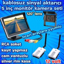 Ticari Araçlara Kablosuz Ledli Kamera 5 İnç Ekran 12 V Kayıtsız
