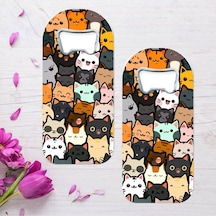 Çılgın Kediler Özel Tasarımlı Oval Uzun Açacaklı Magnet