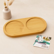 Bambu 2 Bölmeli Oval Mini Tepsi - Yağdanlık Altlık 12x23.4x0.8 Cm Çok Renkli