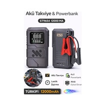 Akü Takviye Cihazı 4'ü 1 Arada Powerbank, Hava Kompresörü, Lcd Ekran, 12000mah 150psı - 868216837