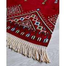 Erkekler İçin Seccade Takke Tesbih Hediyelik Seti Kilim Desenli Kadife Astarlı Seccade, 33 Lü Erkek Tesbihi, Takke Ve Özel Kutu Bordo