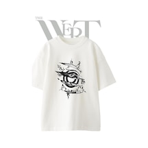 Thewert Naruto Kyubi Tasarım Baskılı Ünisex Beyaz Oversize T-shirt