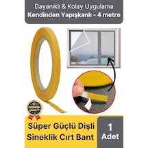 Premium Seri Güçlü Kendinden Yapışkanlı Ahşap Pencere Kapı Sineklik Tülü Yedek 4mt Cırt Bant-1 Adet
