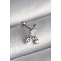 316l Çelik Gümüş Renk Beyaz Minelik Kalp Sallantı Zirkon Taş Detay Tragus Piercing Diğer