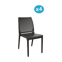 Omnipazar Sy-2509 Plastik İcon Bahçe Koltuk Sandalye 4'lü Set Kahverengi