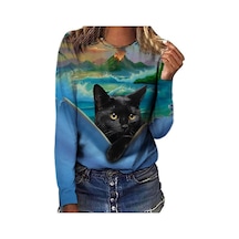 Yeşil Ve Mavi Komik Sevimli Kedi 3d Baskı Gömlek Rahat Kazaklar Kadın Kıyafetleri İlkbahar Sonbahar Uzun Kollu Tişörtler Kadın Giyim Moda Üst Giyim Yeşil - Mavi Yeşil Ve Mavi Komik Sevimli Kedi 3d Baskı Gömlek Rahat Kazaklar Kadın Kıyafetleri İlkbahar Sonbahar Uzun Kollu Tişörtler Kadın Giyim Moda Üst Giyim Yeşil - Mavi